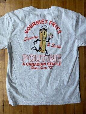 Roots Canada Poutine fries tshirt unisex men XXS women XS organic cotton